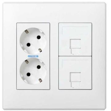 Kit caja pared 230v para 2 rj 2 mód. bl.