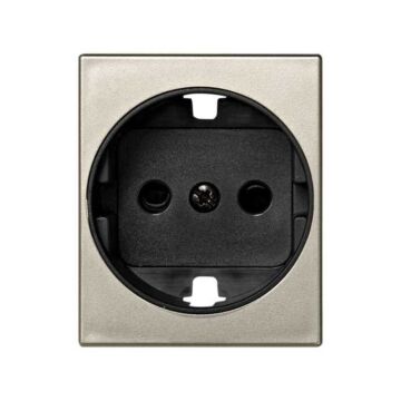 Tapa con dispositivo de seguridad para base de enchufe bipolar con toma de tierra lateral schuko cava mate simon 82 centralizaciones