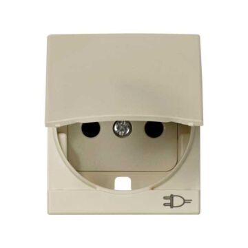 Tapa articulada con dispositivo de seguridad para base de enchufe bipolar con toma de tierra lateral schuko marfil simon 82 centralizaciones