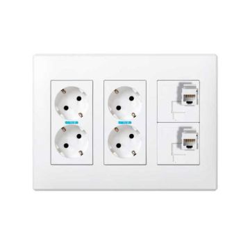 Kit caja pared 230v+2 rj45 6u 3 mód. bl.