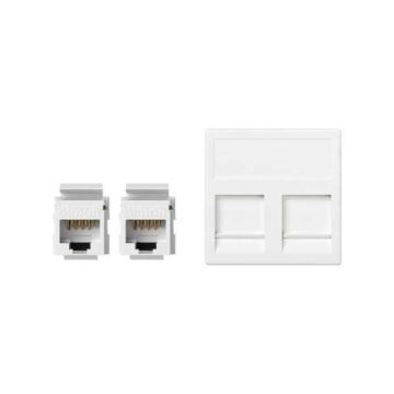 Placa v&d plana cg+2 rj45 cat.5e utp bl.