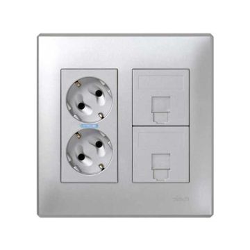 Kit caja pared 230v para 2 rj 2 mód. al.