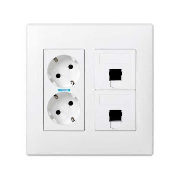 Kit pared 230v para 2 rj45 3m 2 mód. bl.