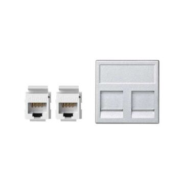 Placa v&d plana cg+2 rj45 cat.6 utp al.