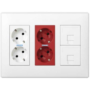 Kit caja pared sai para 2 rj 3 mód. bl.