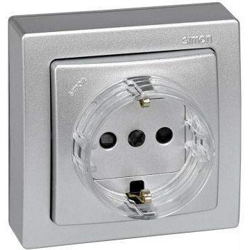 Monoblock base schuko con obturador (alu