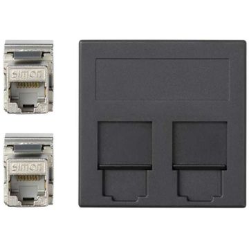 Placa v&d plana cg+2 rj45 cat.6a ftp gr.