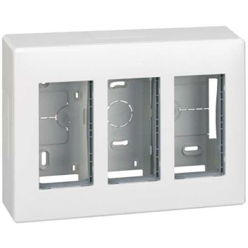 Caja pared superficie 3 mód. dobles bl.
