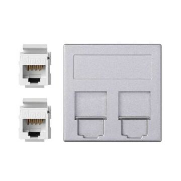 Placa v&d plana cg+2 rj45 cat.5e utp al.