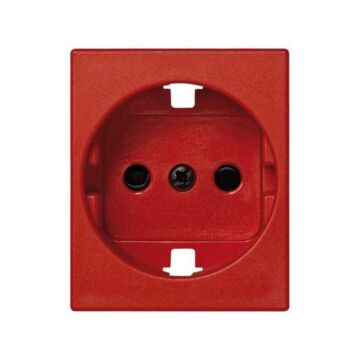 Tapa con dispositivo de seguridad para base de enchufe bipolar con toma de tierra lateral schuko rojo simon 82 centralizaciones