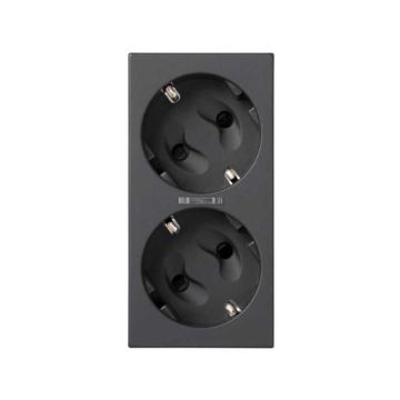 Base doble schuko por corte con led gr