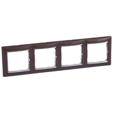 Placa embellecedora valena de 4 elementos de color madera oscura plata para montaje horizontal o vertical