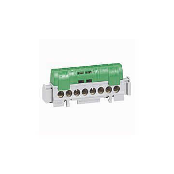 Borna de repartición ip 2x - tierra - 8 conexiónes de 1,5 a 16mm² - verde - longitud 75mm