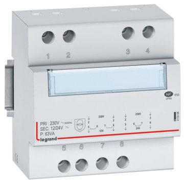 Transformador de seguridad - 230 v/12 o 24v - 63va