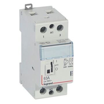 Contactor con bobina 230 v~ - 2p - 250 v~ - 63a - 2 nc - 2 módulos