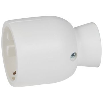 Base 2p+t 1 6a salida cable recta . blanco