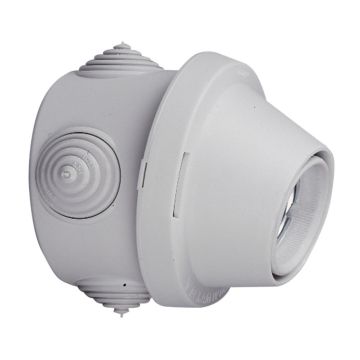 Portalámparas iluminación e27, 100w - 4a - 250v base caja plexo ip20 redonda. color gris