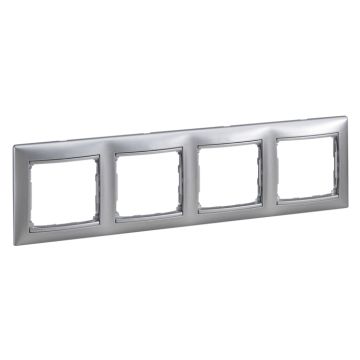 Placa embellecedora valena de 4 elementos de color aluminio brillante para montaje horizontal o vertical