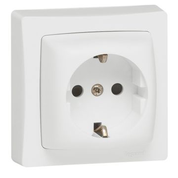 Base 2p+t obturador de protección - oteo - 16a/230v - monobloc - bornes de tornillos - blanco