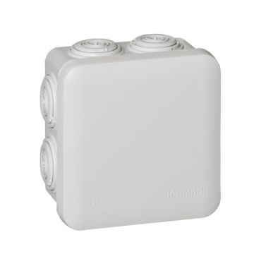 Caja de derivación para conexiones, plexo ip55, cuadrada. dimensiones: 80x80x45mm. 7 conos. color gris