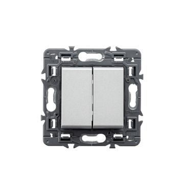 Conmutador valena next - doble - unipolar - 10 ax - 230v~ - aluminio
