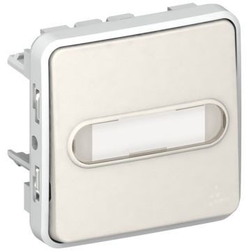 Pulsador na+nc luminoso con portaetiquetas plexo modular blanco - 10 a