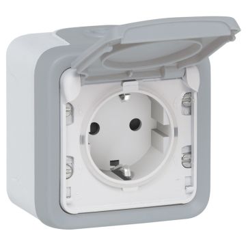 Base de corriente plexo ip 55 - 16a - 2p+t - instalación en superficie - gris