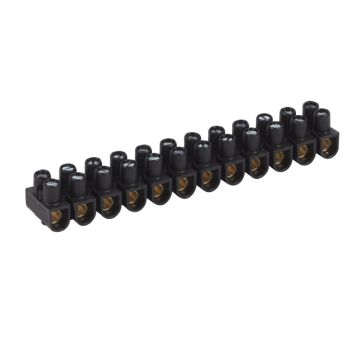 Regleta de conexión nylbloc. 12 bornas con capacidad 16mm². intensidad máx. 76a. negra