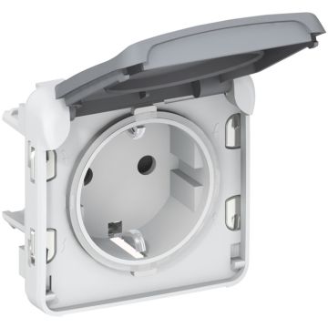 Base de corriente plexo ip 55 - 2p+t bornes con tornillos- modular - gris