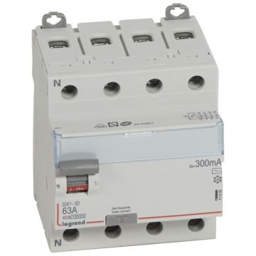 Interruptor diferencial dx³ - 4p- 400v~- 63a - tipo ac - 300ma - 4 módulos