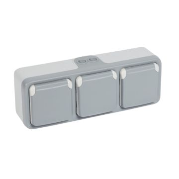 Base de corriente plexo ip 55 - 16a - 3x2p+t - instalación en superficie horizontal - gris