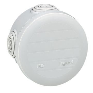 Caja de derivación para conexiones, plexo ip55, redonda ø70mm, altura 45mm para cables y tubos de 4 a 20mm. color gris