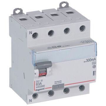 Interruptor diferencial dx³ - 4p- 400v~- 63a - tipo a - 300ma - 4 módulos