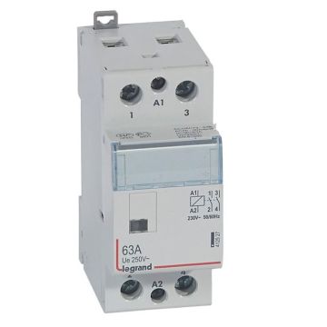 Contactor con bobina 230 v~ - 2p - 250 v~ - 63a - 2 nc - 2 módulos