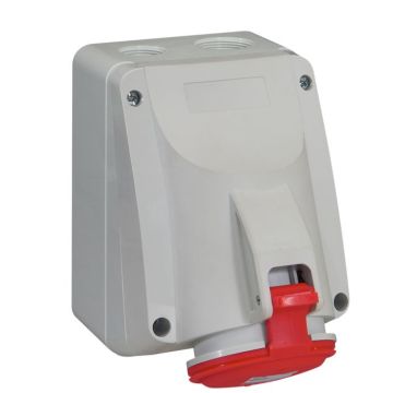 Base mural de superficie p17 pro. 3p+t, 32a, 380/415 v~, ip44. color rojo