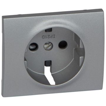 Tapa para toma 2p + tt lateral obturador protección galea aluminio