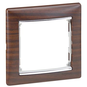 Placa embellecedora valena de 1 elemento de color madera oscura plata