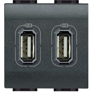 Base cargador usb (a+ a) livinglight - 2,4a - 5v - 230v - antracita - 2 módulos