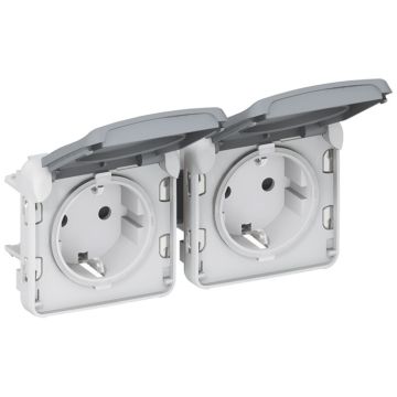 Base de corriente precableada plexo ip 55-2x2p+t horizontal-modular-gris