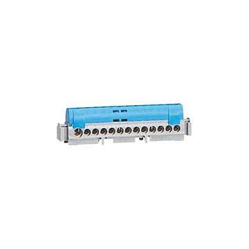Borna de repartición ip 2x - neutro - 8 conexiónes de 1,5 a 16mm² - azul - longitud 75mm