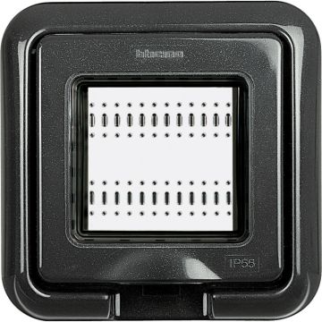 Tapa idrobox con ip55 antracita - 2 módulos - para livinglight y luna