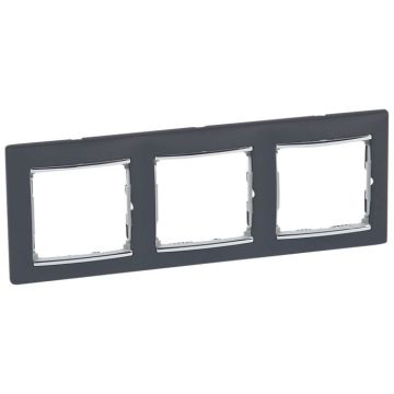 Placa embellecedora valena de 3 elementos de color negro y plata para montaje horizontal