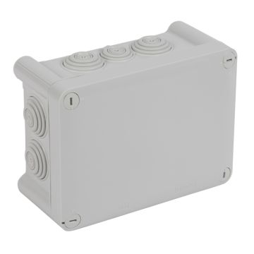 Caja de derivación para conexiones, plexo ip55, rectangular. dimensiones: 155x110x80mm 10 entradas. color gris