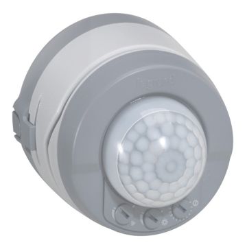 Detector pir 360° - alcance 8/12m - instalación techo/pared superficie gris