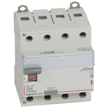 Interruptor diferencial dx³ - 4p- 400v~- 25a - tipo ac - 300ma - 4 módulos