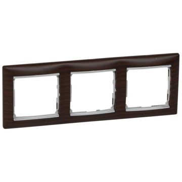 Placa embellecedora valena de 3 elementos de color madera oscura plata para montaje horizontal