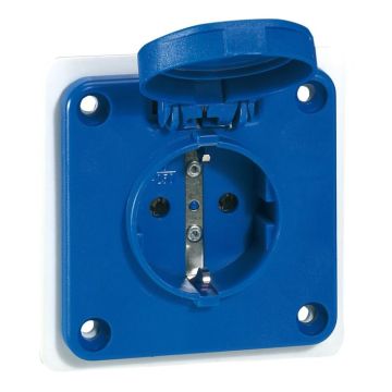 Base de cuadros p17, lateral unificado. 2p+t, 16a, 200/250v~, ik09, ip44. color azul
