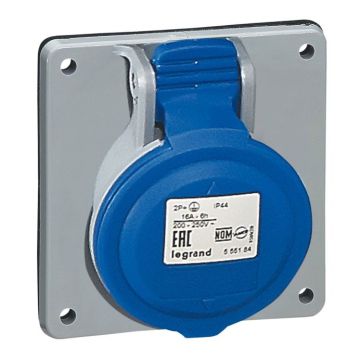 Bases para cuadros entreejes unificado p17 pro. 2p+t, 16a, 200/250v~, ip44. color azul
