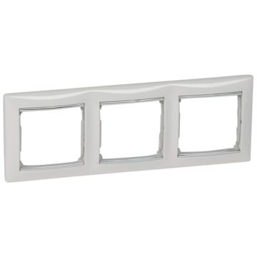 Placa embellecedora valena de 3 elementos de color blanco y plata para montaje horizontal