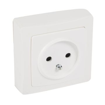 Base 2p+t obturador de protección - oteo - monobloc - bornes de tornillos - blanco